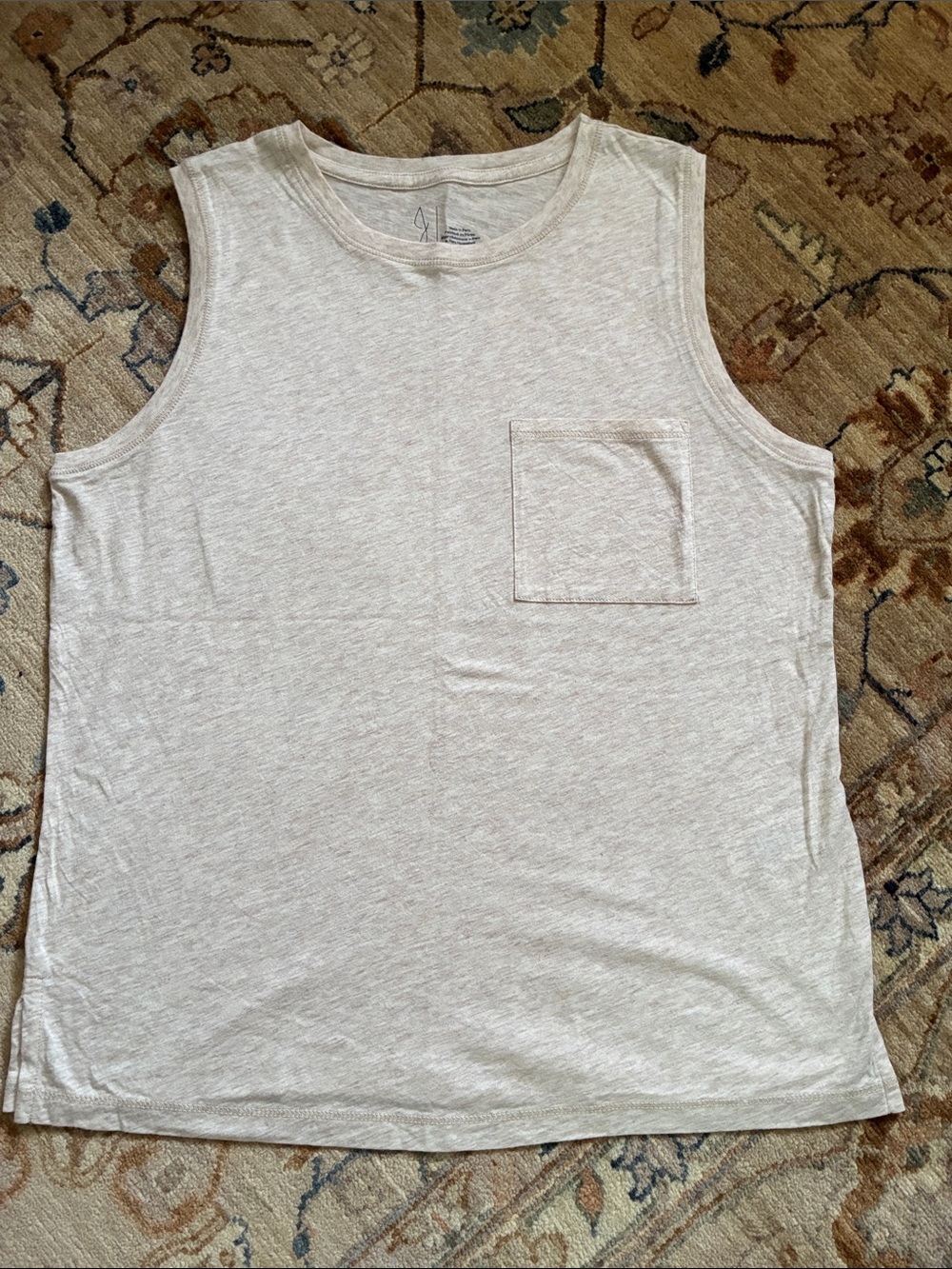 Joie Creamy Oat Colored Sleeveless Pocket Tank Tee Shirt